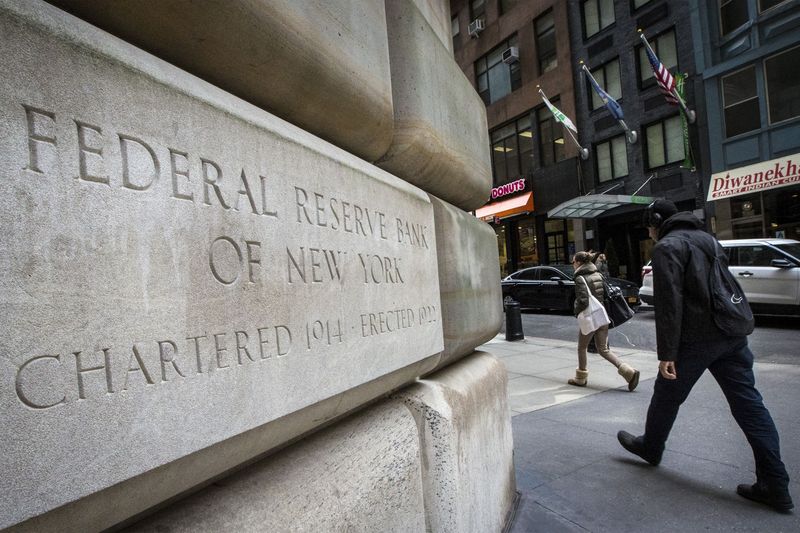 FILE PHOTO: The corner stone of The New York Federal