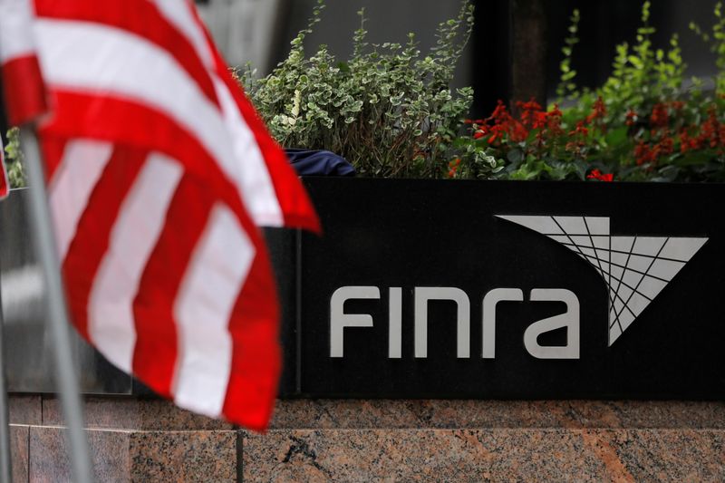 Signage is seen outside of the Financial Industry Regulatory Authority