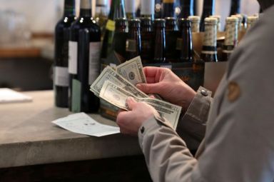Customers buy up stocks of wine, food and kitchen supplies
