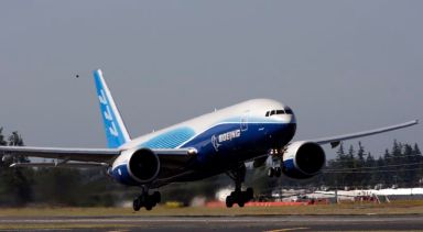 The first Boeing 777 Freighter take off on its inaugural