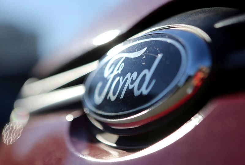 The Ford logo is seen on a car in a