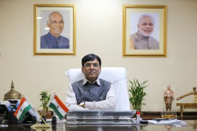 FILE PHOTO: Shipping Minister Mansukh Mandaviya poses for a picture