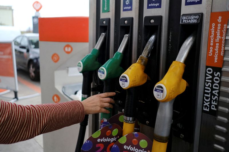 FILE PHOTO: A person uses a petrol pump, as the
