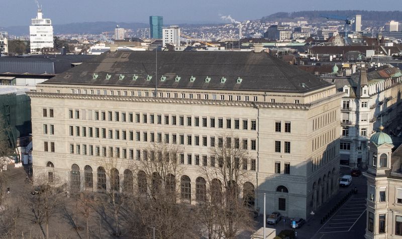 General view shows the building of the Swiss National Bank