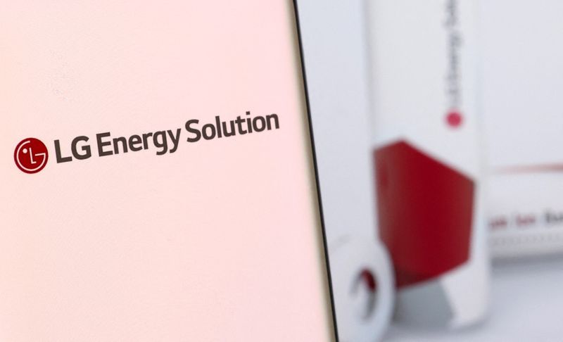 Illustration shows smartphone with LG Energy Solution’s logo displayed