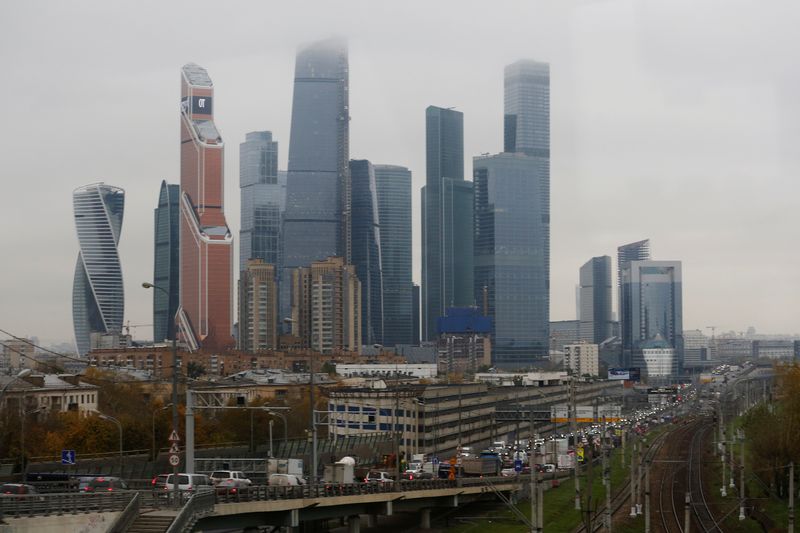 General view shows Moscow International Business Center in Moscow