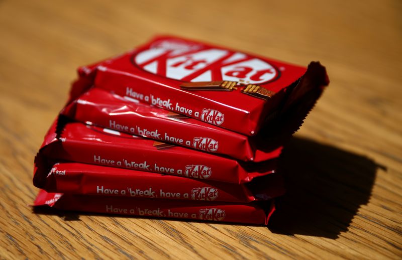 Packets of Kit Kat chocolate covered wafer bars manufactured by