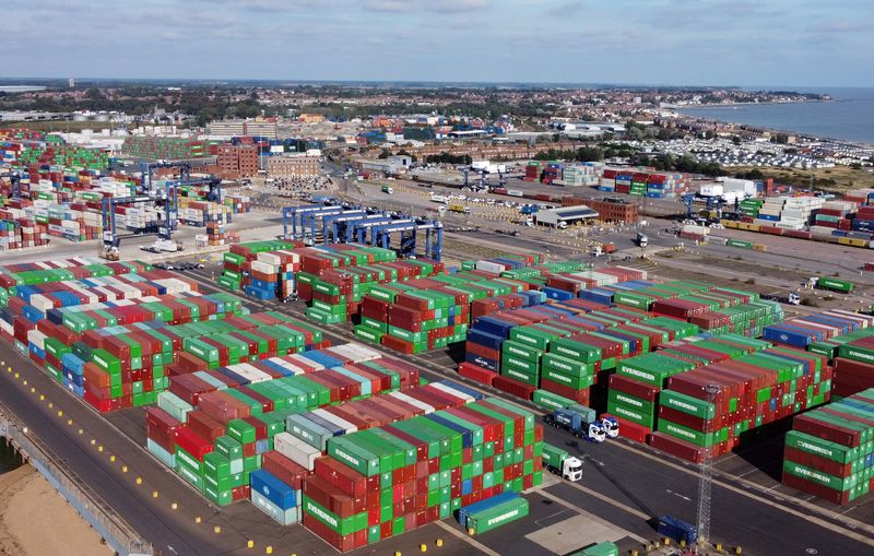 Shipping containers at the port of Felixstowe