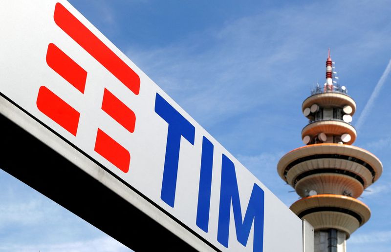 FILE PHOTO: FILE PHOTO: Telecom Italia’s logo is displayed in