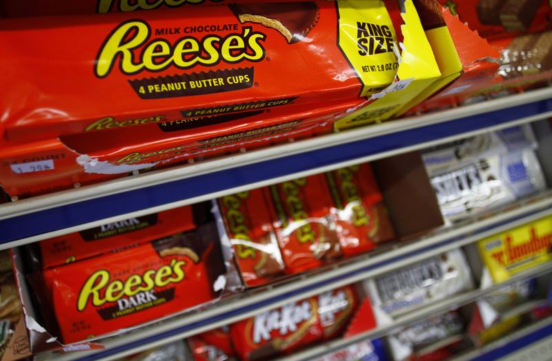 FILE PHOTO: Packets of Reese’s peanut butter cups, a Hershey