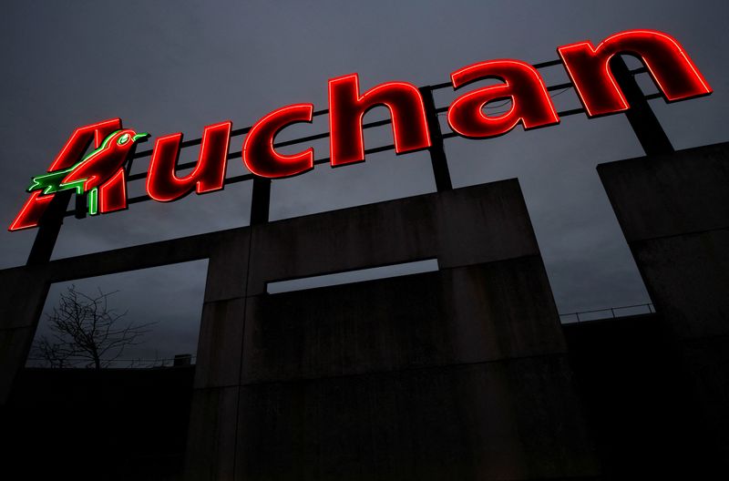 FILE PHOTO: The logo of Auchan supermarket is pictured in
