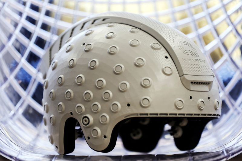 An EEG enabled helmet, due to be used in an