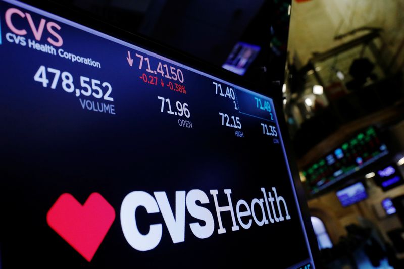 A logo of CVS Health is displayed on a monitor