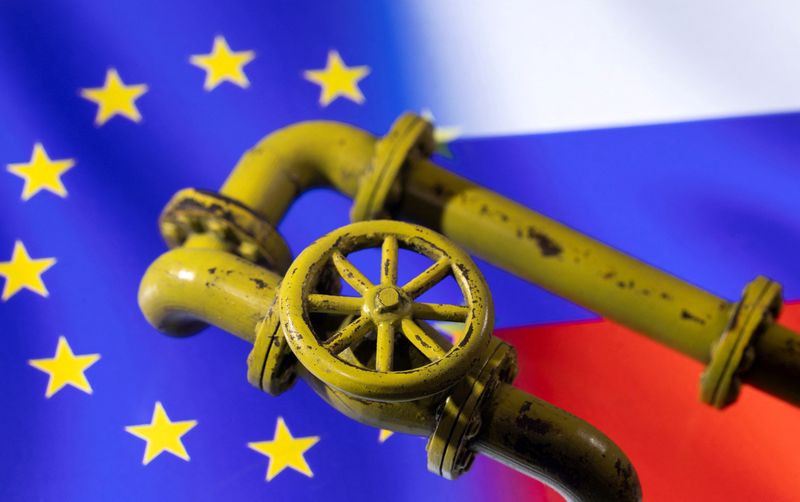 FILE PHOTO: Illustration shows Natural Gas Pipes and EU and