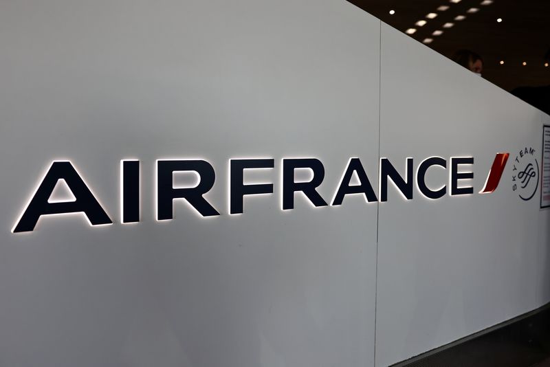 The logo of airline company Air France is seen at