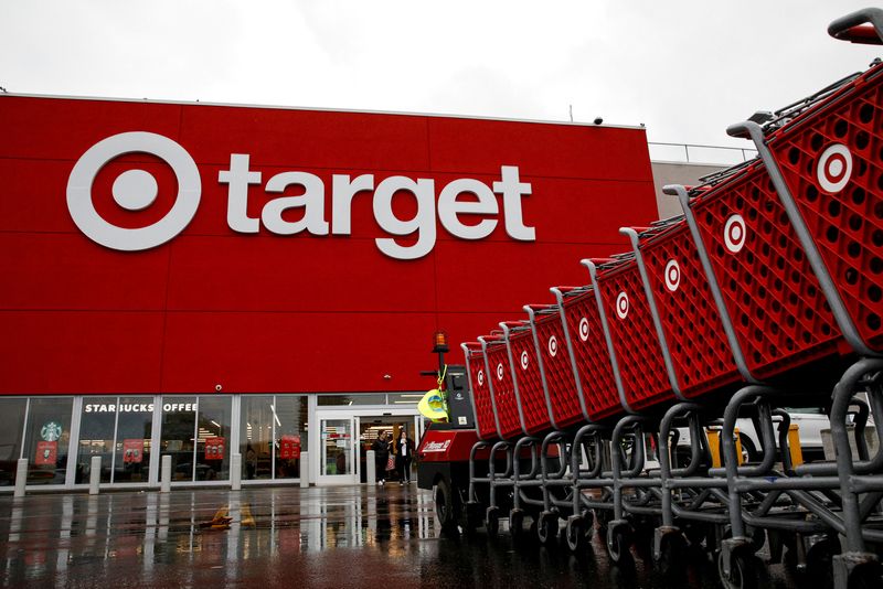 FILE PHOTO: Shoping carts are wheeled outside a Target Store
