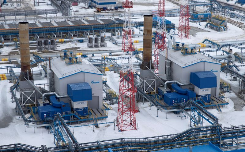 A view shows Gazprom’s gas processing facility at Bovanenkovo gas