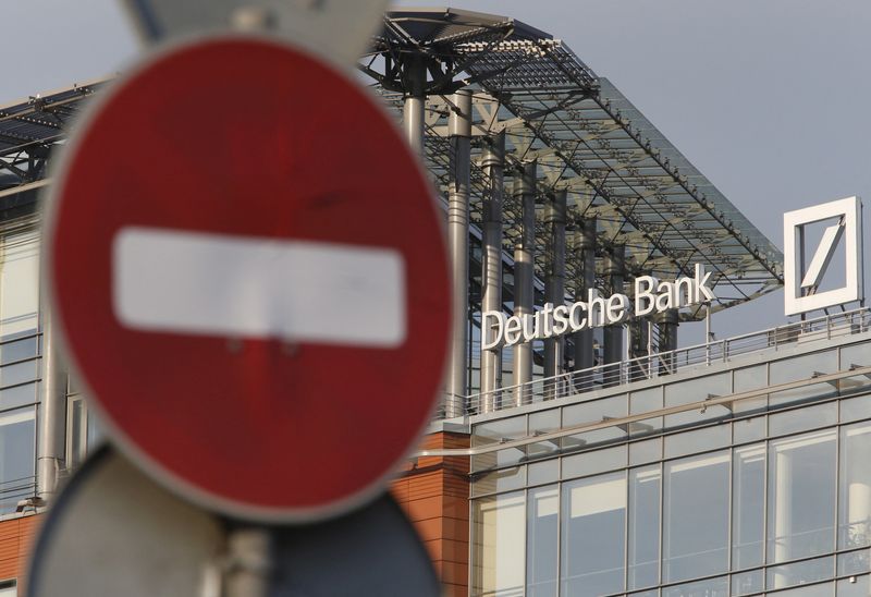 FILE PHOTO: The logo of Deutsche Bank is seen on