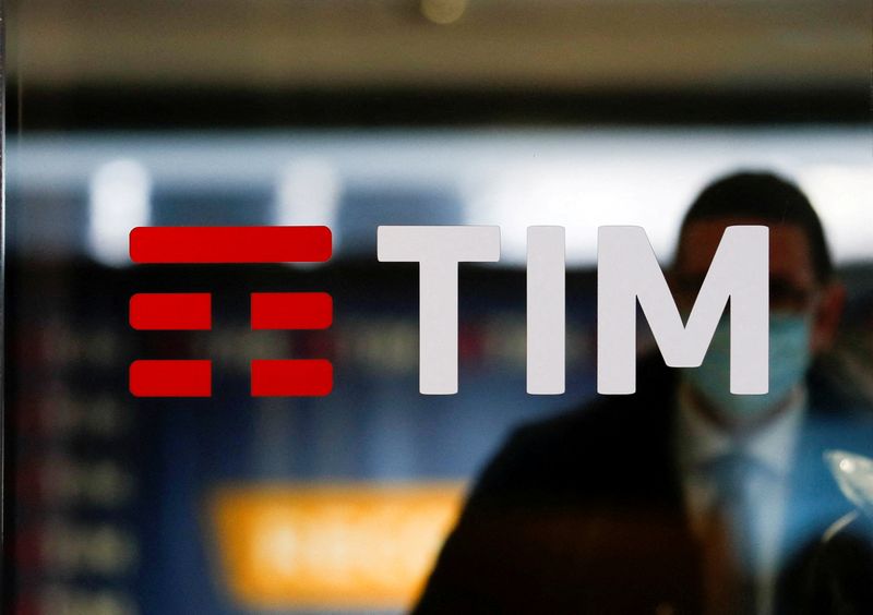 FILE PHOTO: The Tim logo is seen at its headquarters