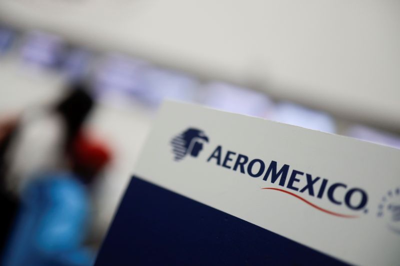 The logo of Mexican airline Aeromexico is pictured on a
