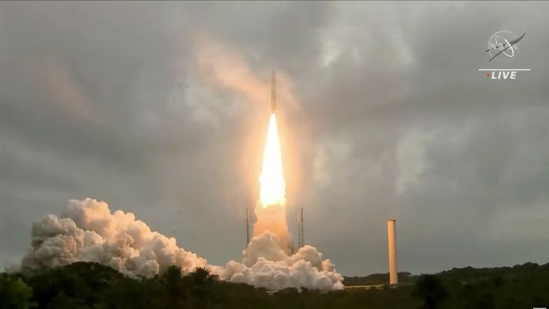 FILE PHOTO: Arianespace’s Ariane 5 rocket, with NASA’s James Webb