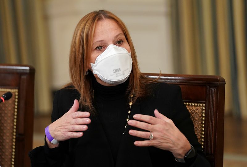 Mary Barra speaks at a White House meeting with private