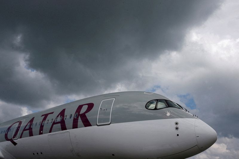 FILE PHOTO: A Qatar Airways Airbus A350 XWB aircraft is