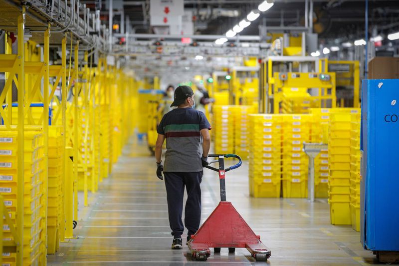 Amazon’s JFK8 distribution center in Staten Island, New York City