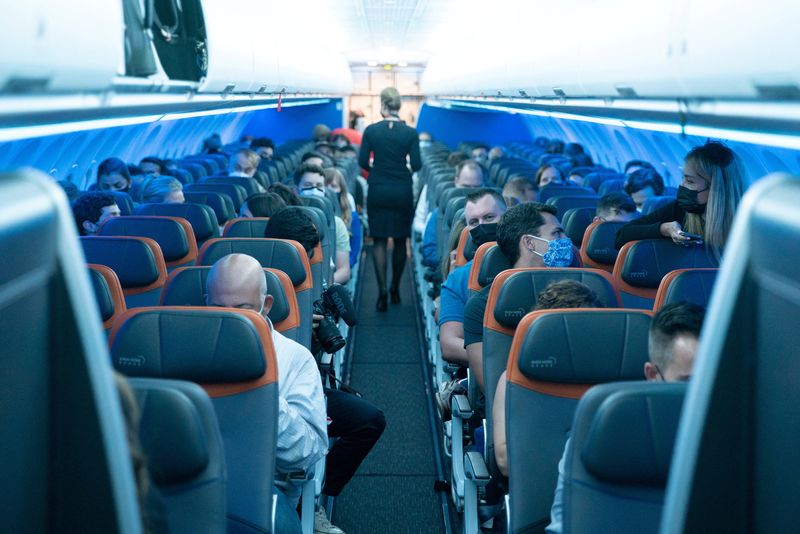 FILE PHOTO: JetBlue event marking first transatlantic flight between New