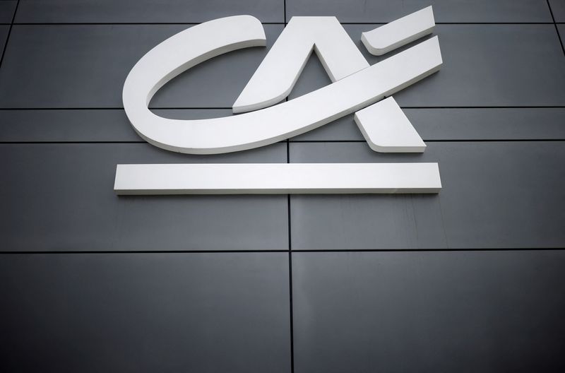 FILE PHOTO: A Credit Agricole logo is seen outside a