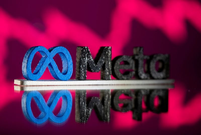 FILE PHOTO: A 3D printed Facebook’s new rebrand logo Meta