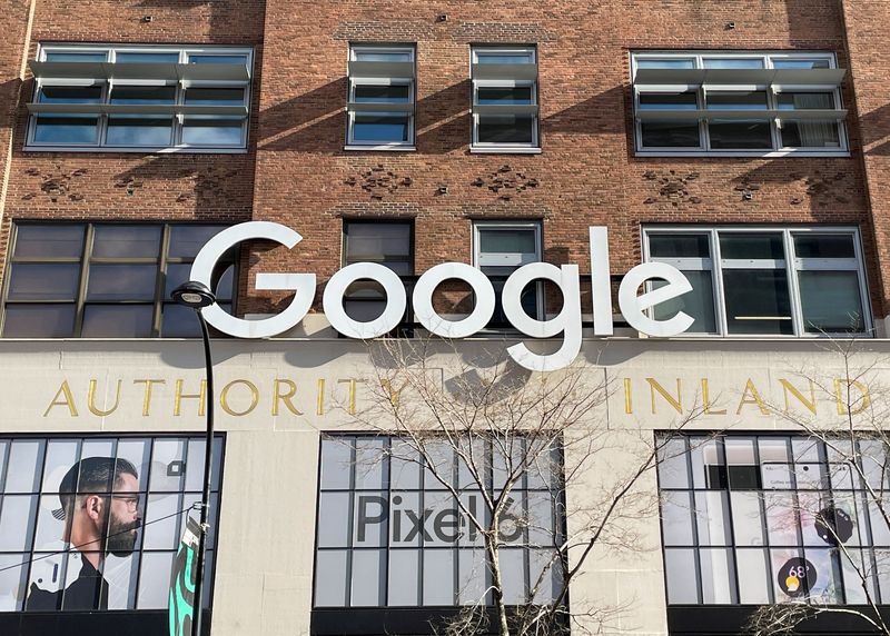 The facade of a Google office is seen in New