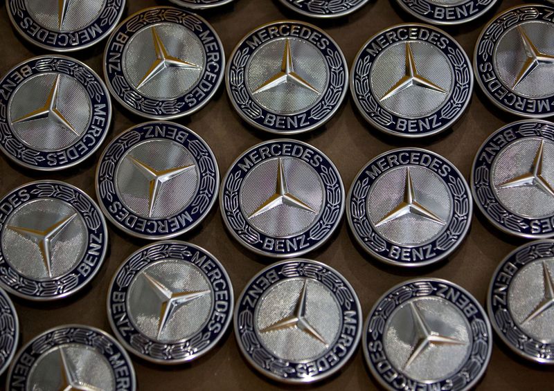FILE PHOTO: Mercedes-Benz logos are seen at the company’s vehicle