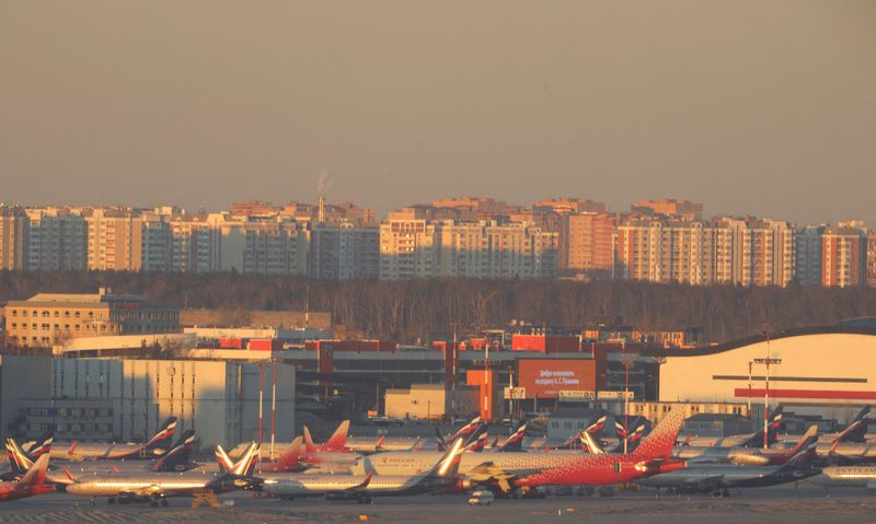 FILE PHOTO: Planes are parked at Sheremetyevo International Airport in