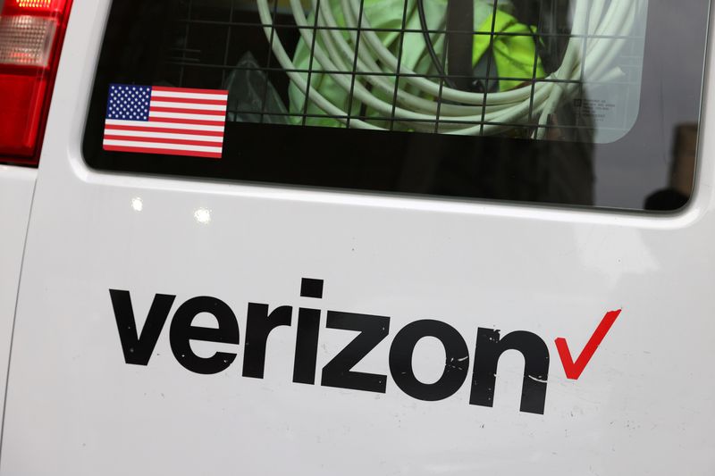 FILE PHOTO: A Verizon logo is seen on a van