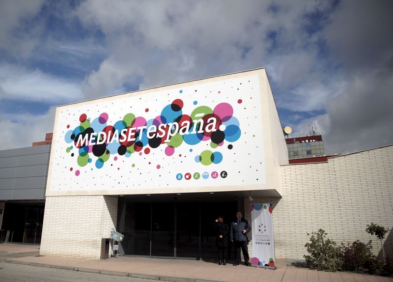 FILE PHOTO: The headquarters of Mediaset Espana is seen outside