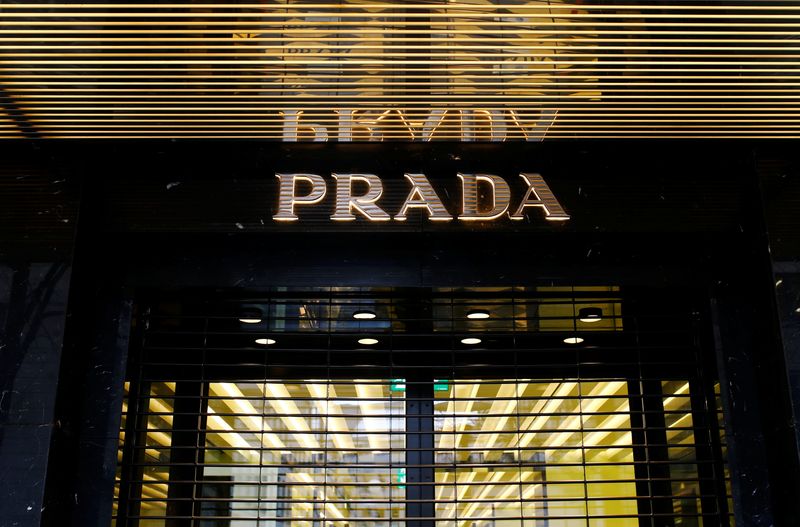 FILE PHOTO: The company’s logo is seen at a Prada