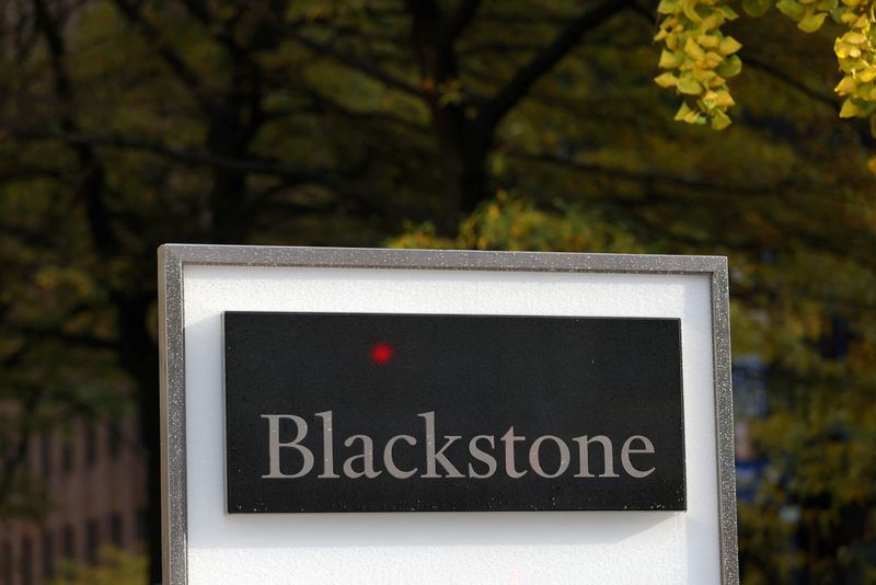 FILE PHOTO: Signage is seen outside The Blackstone Group headquarters