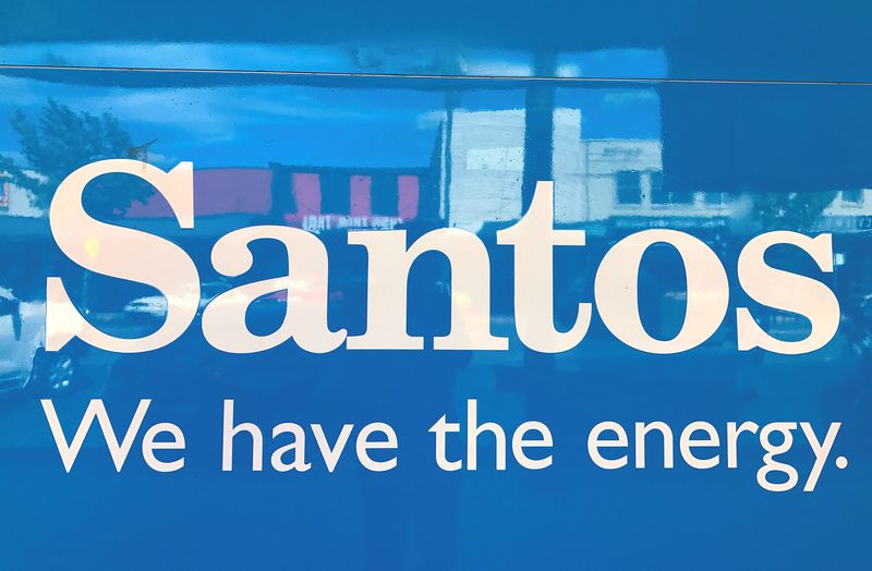 FILE PHOTO: A sign for Santos Ltd is displayed on