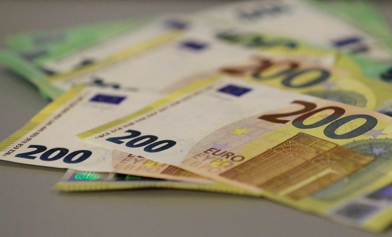 FILE PHOTO: New 100 and 200 euro banknotes are displayed
