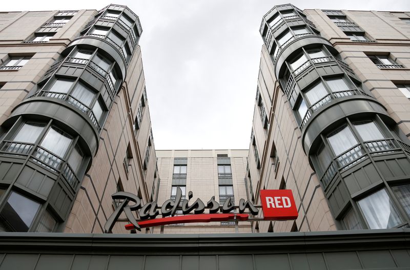 FILE PHOTO: The logo of Radisson Red hotel group is