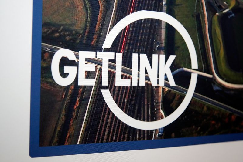 FILE PHOTO: The logo of Channel tunnel operator Getlink, formerly