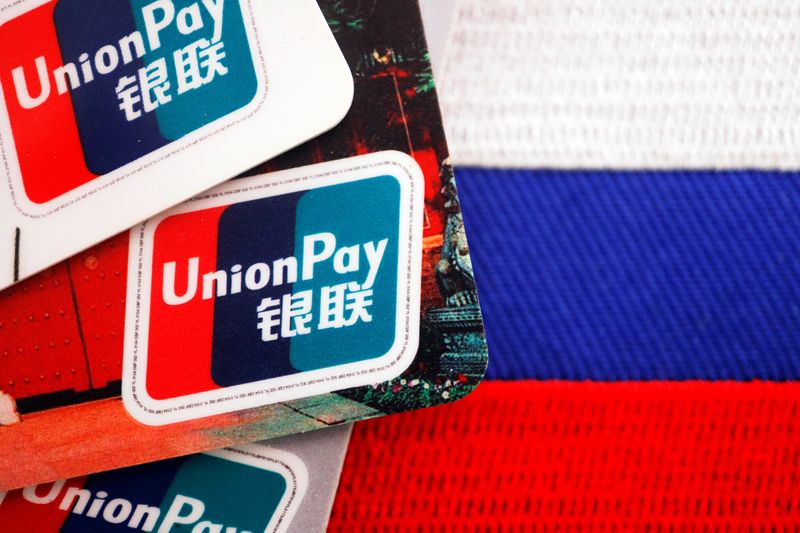FILE PHOTO: Illustration picture of UnionPay cards with the Russian