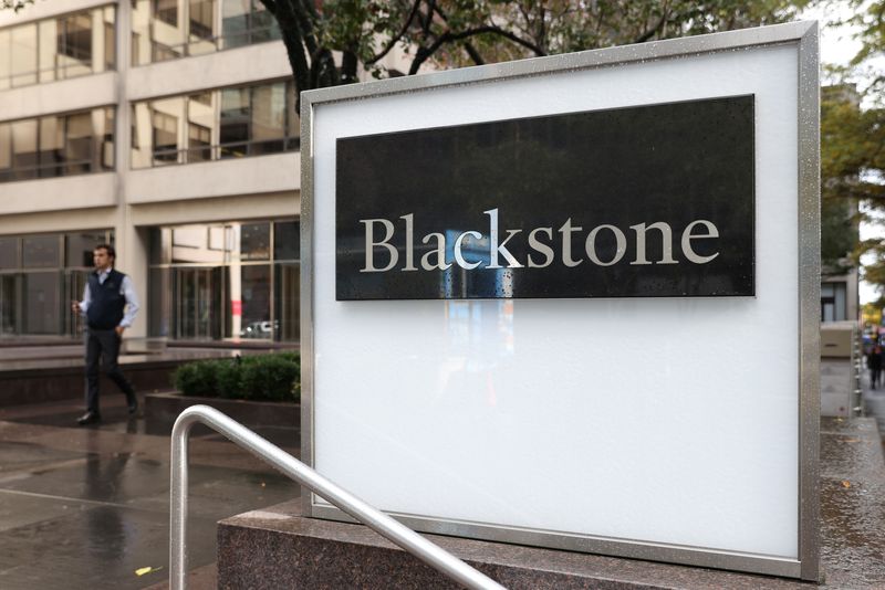 FILE PHOTO: Signage is seen outside The Blackstone Group headquarters