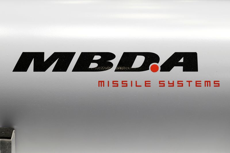 The logo of MBDA Missile Systems is seen at Euronaval,
