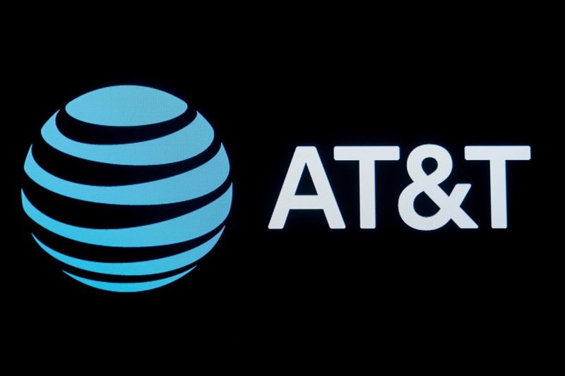 FILE PHOTO: The company logo for AT&T is displayed on