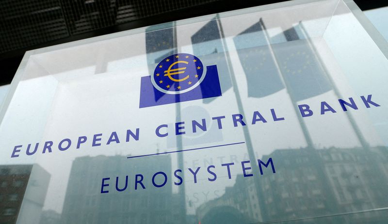 FILE PHOTO: The logo of the European Central Bank is
