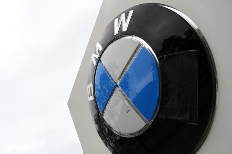 The logo of German car manufacturer BMW is seen at