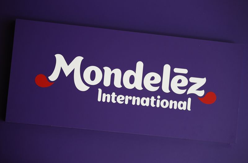 Logo of Mondelez International is pictured at the company’s building