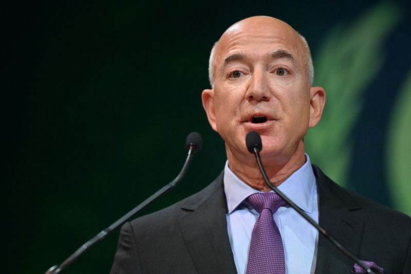 FILE PHOTO: Amazon founder Jeff Bezos speaks during the UN